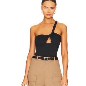 Astr Black One-Shoulder Bodysuit